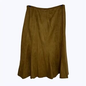 Napa Valley Faux Suede Midi Skirt Brown Paneled Western Minimalist Vtg Sz 20W